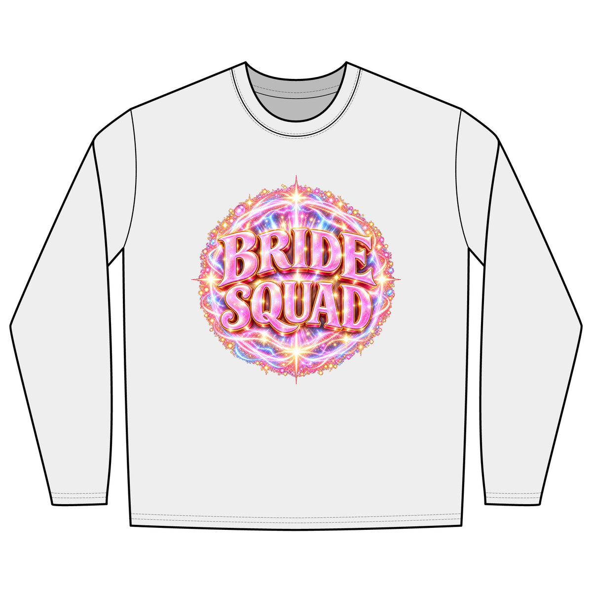 BRIDE SQUAD long sleeve T-shirt featuring a fun casino-themed wedding design for bridesmaids and slot machine-loving bridal parties