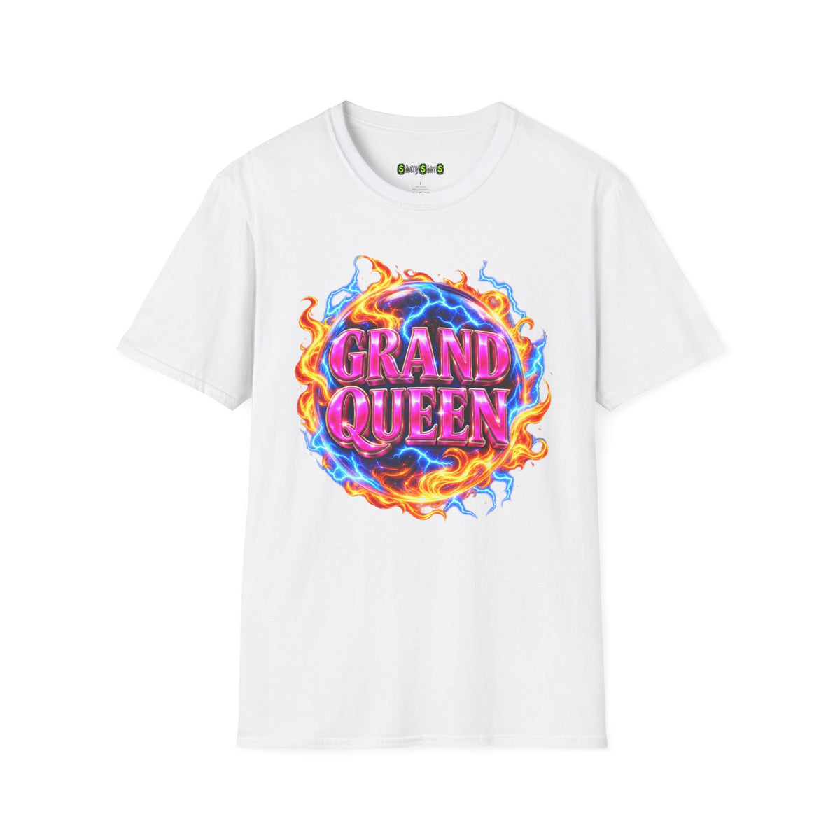 GRAND QUEEN slot machine graphic T-shirt featuring a bold casino-inspired design celebrating grand jackpots