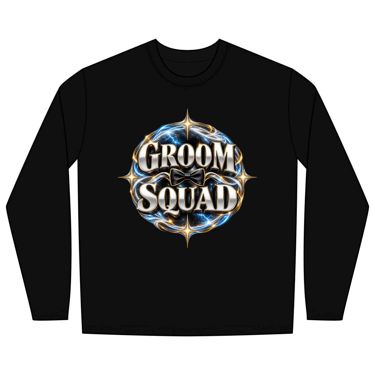 GROOM SQUAD long sleeve T-shirt featuring a fun casino-themed wedding design for groomsmen and slot machine-loving wedding parties
