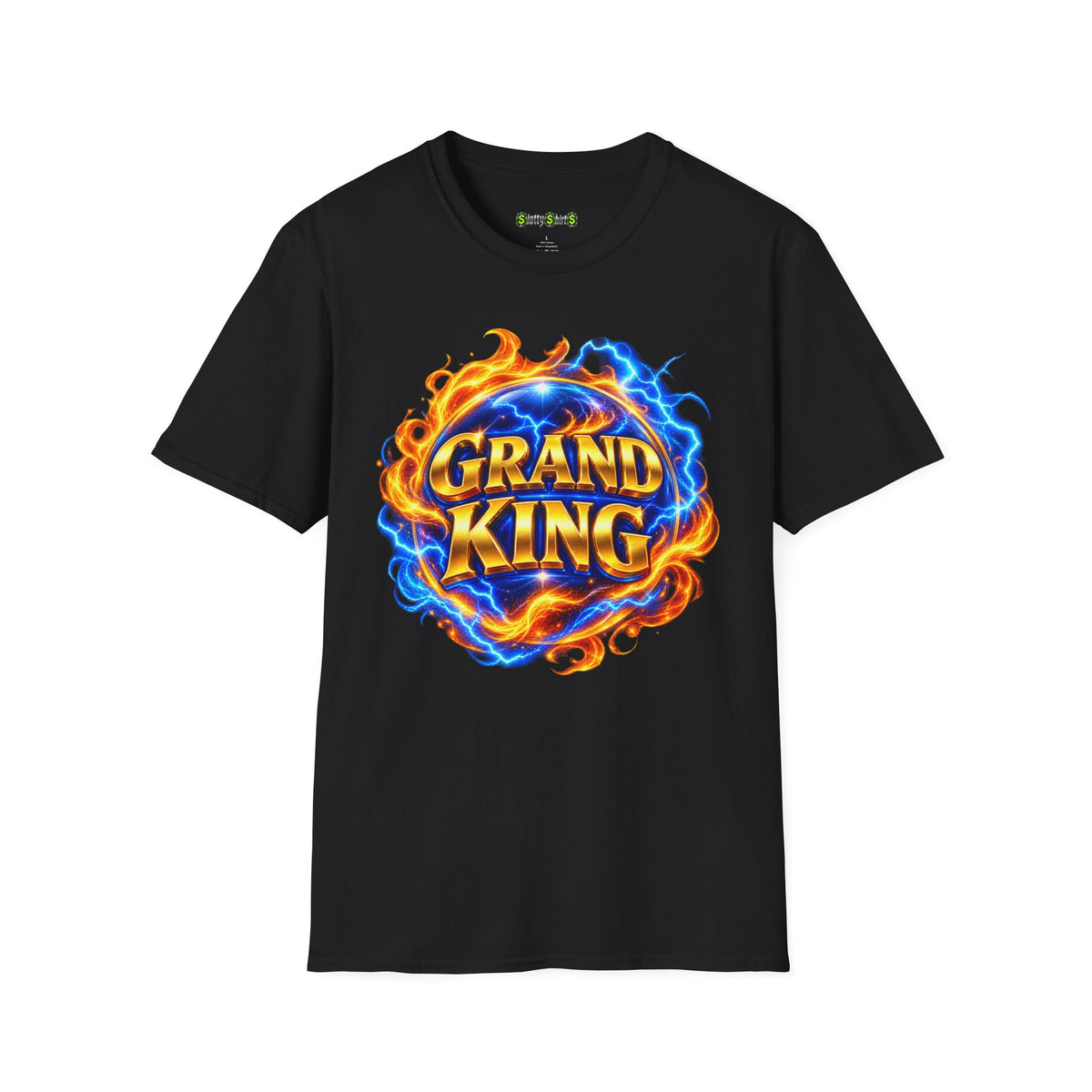 GRAND KING slot machine graphic T-shirt featuring a bold casino-inspired design celebrating grand jackpots
