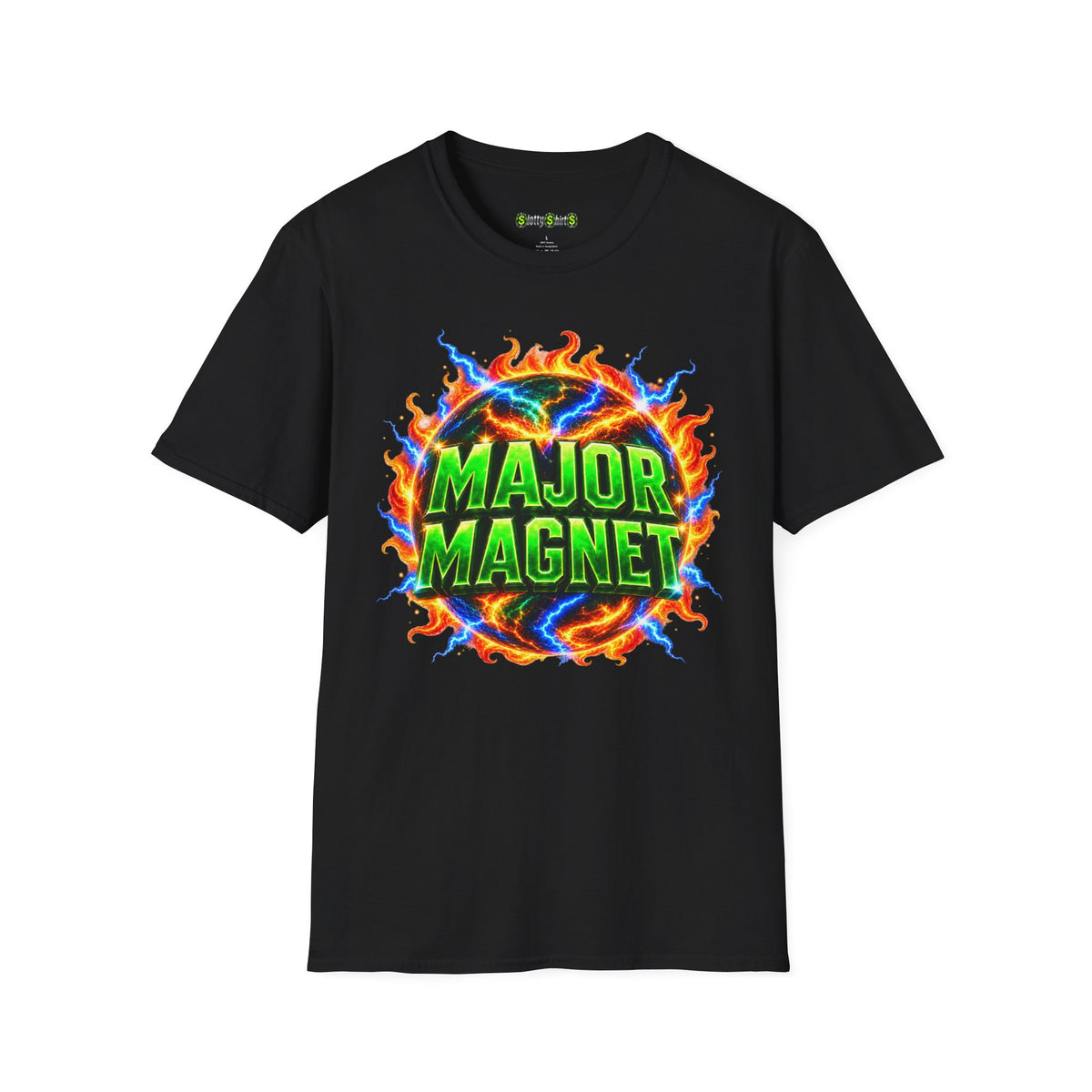 MAJOR MAGNET slot machine graphic T-shirt with jackpot-inspired casino design